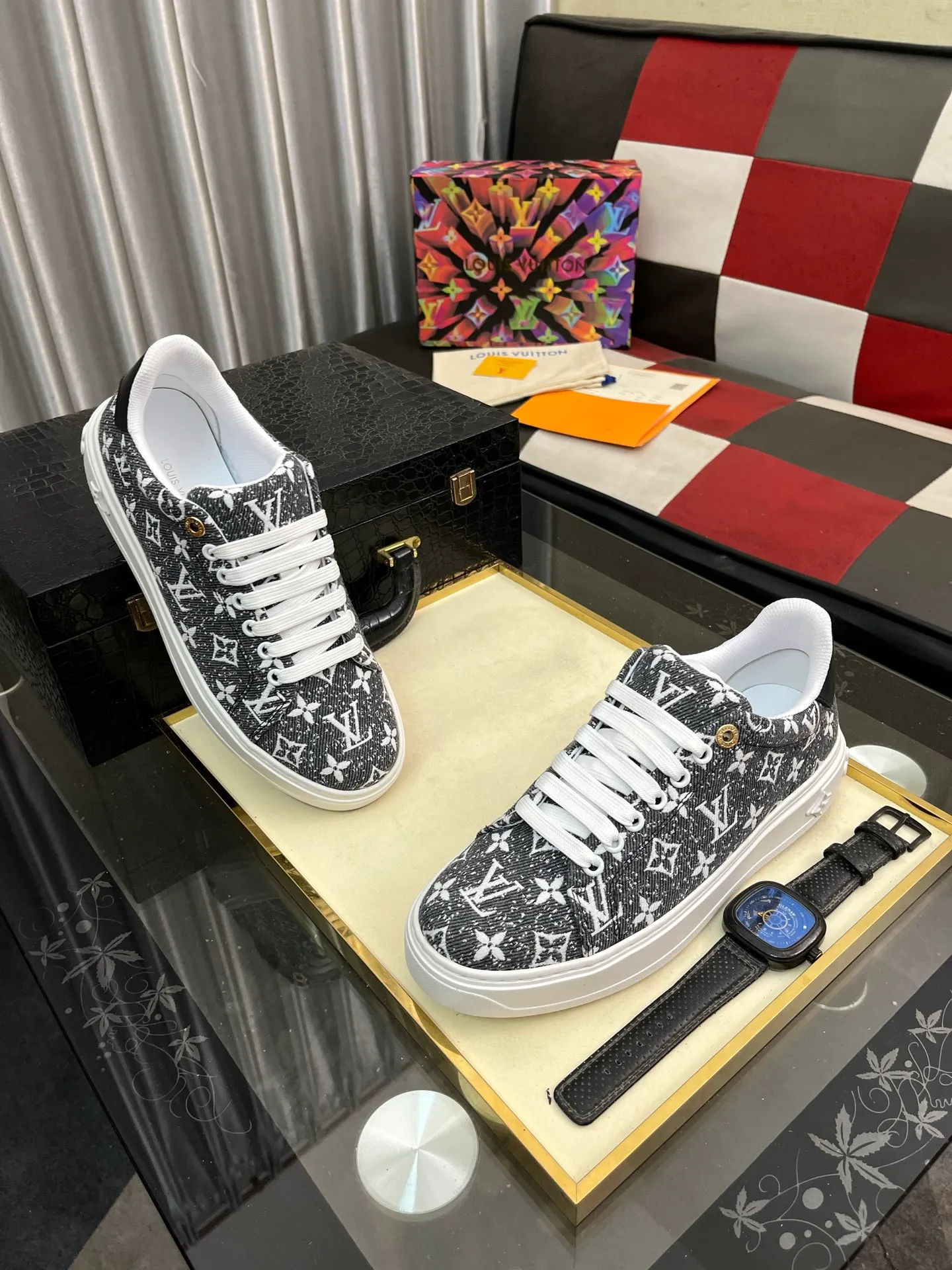 Men's shoes 💰540⌚️⌚️[Louis Vuitton LV] Dad shoes are popular casual sports shoes with outsole, breathable and comfortable, easy to walk, trendy men's versatile fly woven epoxy matching ➕leather lining➕Gucci's popular original outsole, sports and running style, super comfortable. Size 38-445️⃣Colors available